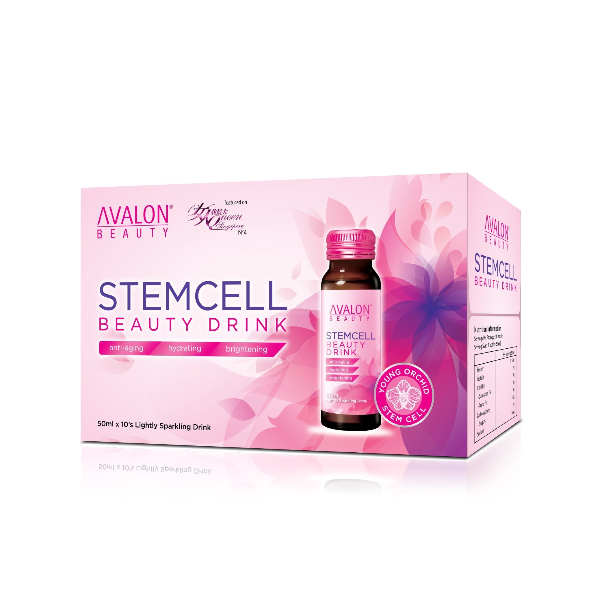 Avalon Stemcell Beauty Drink is the first beauty drink in Singapore to contain Young Orchid Stem Cell, repairing and rejuvenating damaged skin. It is designed to resolve 6 major skin problems - retain skin’s moisture, brighten skin tone, tighten pores, improve skin firmness and reduce the appearance of wrinkles.
